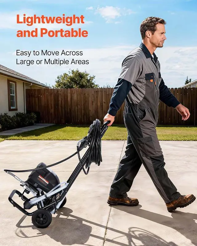 Alt view image 7 of 7 - Stand Airless Paint Sprayer, 650W, 3000PSI High Pressure Airless Sprayer with Cart, Cleaning Brush, Hose, Extension Rod, Nozzles, Electric Spray Paint Machine for House Exterior and Interior