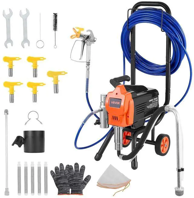 Main image of Stand Airless Paint Sprayer, 1500W, 3300PSI High Pressure Airless Sprayer with Cart, Cleaning Brush, Hose, Extension Rod, Nozzles, Electric Spray Paint Machine for Large Apartments, Buildings