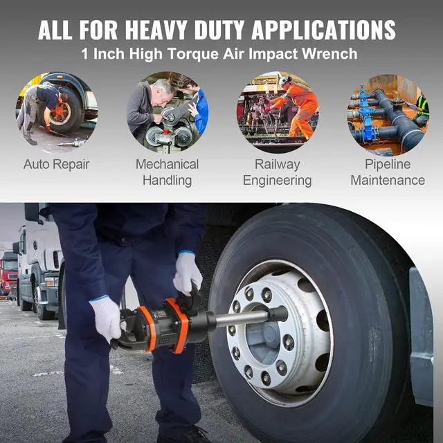 Alt view image 6 of 7 - 1 Inch Air Impact Wrench, Up to 3160 ft-lbs High Reverse Torque Output 1" Pneumatic Impact Gun w/ 8 Inch Extended Anvil & Carrying Case for Heavy Duty Repairs and Maintenance