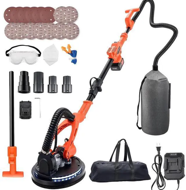 Main image of Cordless Drywall Sander, 450W Electric Sander, Popcorn Ceiling Removal Tool with Vacuum Dust Collection, 7 Variable Speed 0-1600 RPM, LED Light, Foldable & Extendable Handle, 15 Sanding Discs