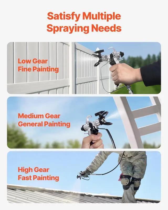Alt view image 4 of 7 - 750W Stand Airless Paint Sprayer, 3000PSI High Efficiency Electric Airless Sprayer with Cart, Paint Sprayers for Home Interior and Exterior Furniture and Fences, Fine and Even Painting Effect