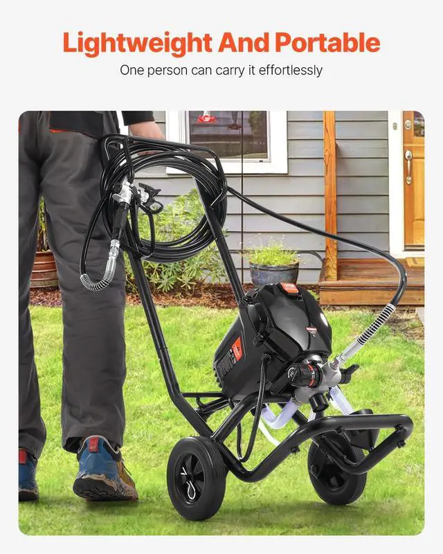 Alt view image 6 of 7 - 750W Stand Airless Paint Sprayer, 3000PSI High Efficiency Electric Airless Sprayer with Cart, Paint Sprayers for Home Interior and Exterior Furniture and Fences, Fine and Even Painting Effect