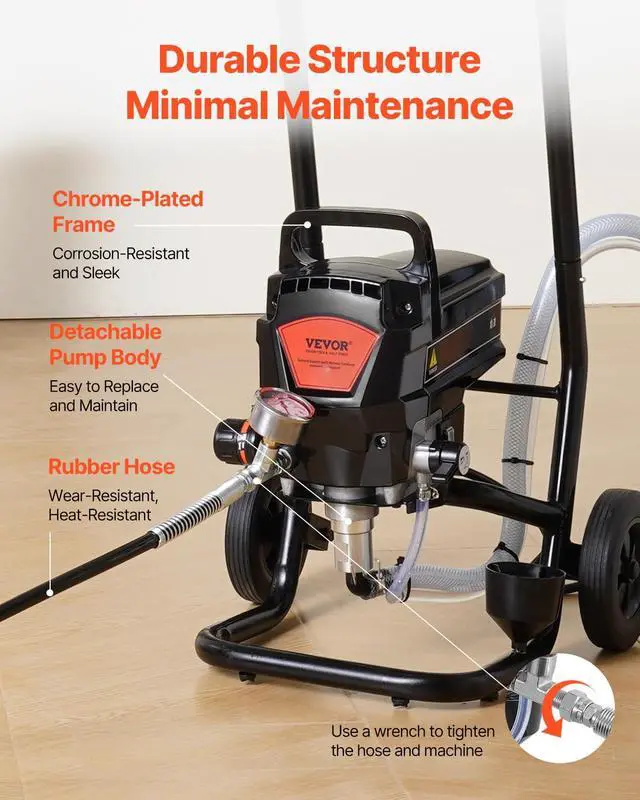 Alt view image 5 of 7 - Stand Airless Paint Sprayer with Cart, 950W 3000PSI High Efficiency Electric Airless Sprayer, Fine and Even Painting Effect, Paint Sprayers for Home Interior and Exterior Furniture and Fences