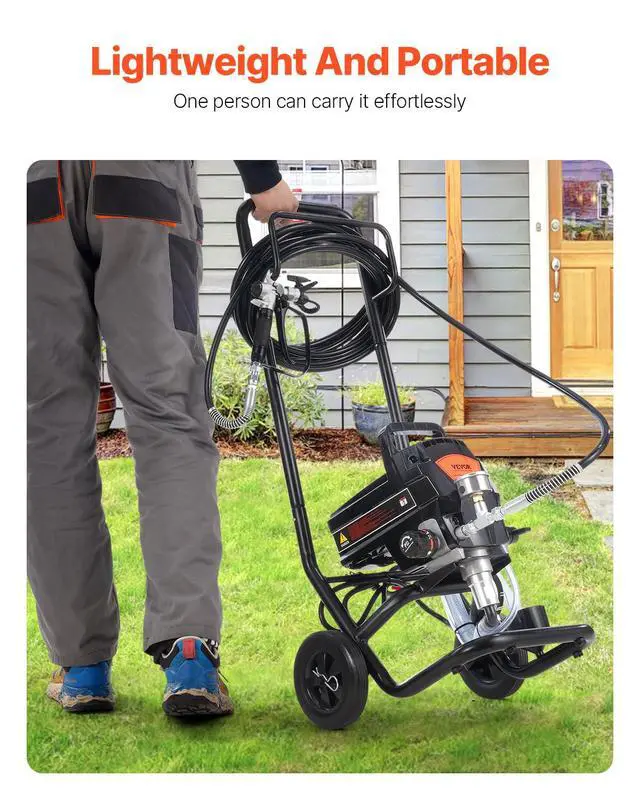Alt view image 6 of 7 - Stand Airless Paint Sprayer with Cart, 950W 3000PSI High Efficiency Electric Airless Sprayer, Fine and Even Painting Effect, Paint Sprayers for Home Interior and Exterior Furniture and Fences