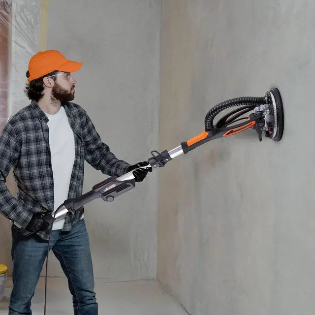 Alt view image 7 of 7 - Drywall Sander, 800W Brushless Motor Electric Sander, Variable Speed 1000-2300 RPM, Foldable Ceiling Sander with Double-Deck LED Lights, Extendable Handle, 12 Sanding Discs