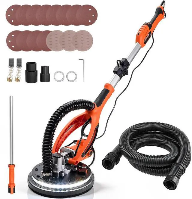 Main image of Drywall Sander, 850W Electric Drywall Sander, Popcorn Ceiling Removal Tool with 5 Variable Speed 800-1700 RPM, Double-Deck LED Light, Foldable & Extendable Handle, 15 Sanding Discs, Dust Hose
