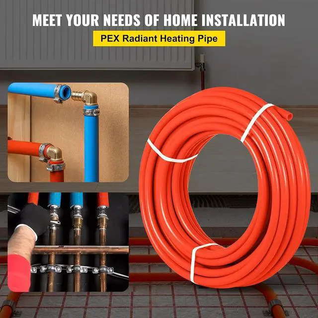 Alt view image 2 of 7 - PEX-B Pipe 1/2 Inch x 1000 Feet,Oxygen Barrier Flexible Pipe Tubing,Red for Hydronic Radiant EVOH Floor Heating, Water Plumbing Applications with Cutter& Clamps