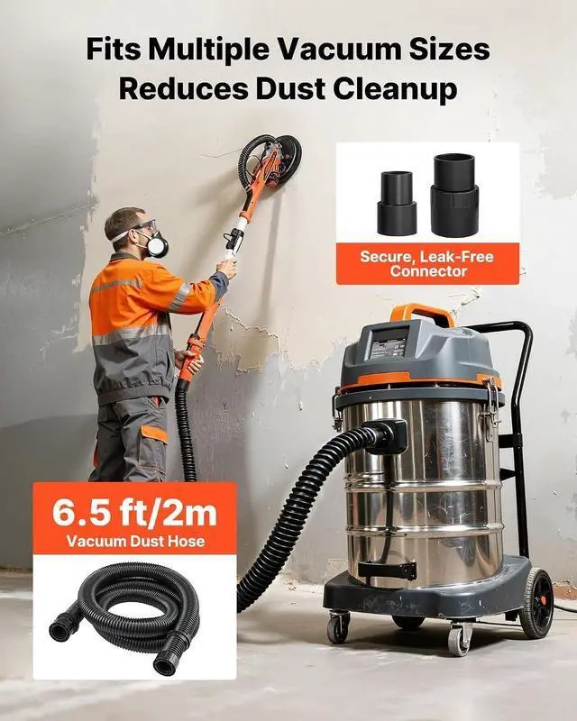 Alt view image 6 of 7 - Drywall Sander, 850W Electric Drywall Sander, Popcorn Ceiling Removal Tool with 5 Variable Speed 800-1700 RPM, Double-Deck LED Light, Foldable & Extendable Handle, 15 Sanding Discs, Dust Hose