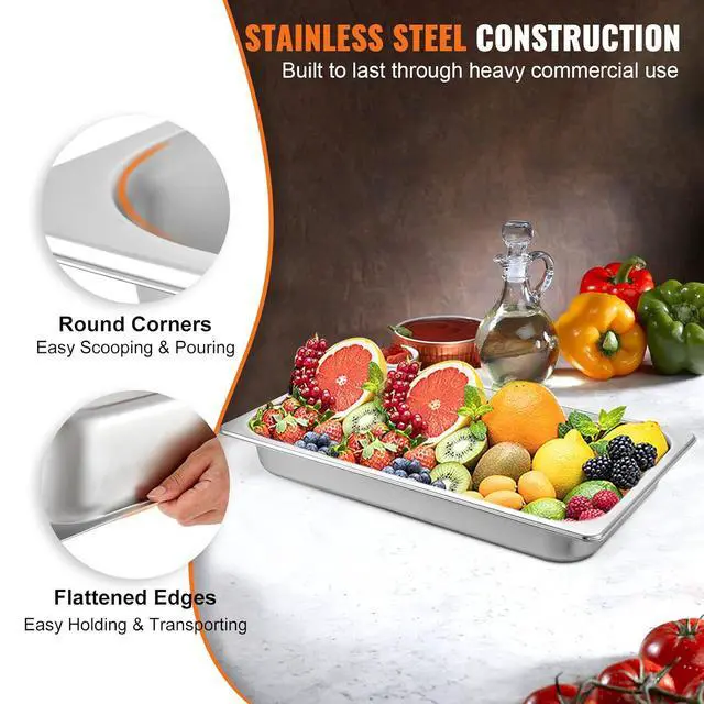 Alt view image 3 of 7 - 6 Pack Full Size Stainless Steel Hotel Pans, 2.5 inch Deep Steam Table Pans, 0.8mm Thick Anti-Jam Commercial Food Pans for Steam Tables, Restaurants,Catering Food Storage Metal Pan