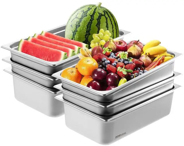 Main image of 6 Pack Hotel Pans, Full Size 0.8mm Thick 6-Inch Deep Commercial Stainless Steel Restaurant Steam Table Pan, Catering Storage Food Pan, for Industrial & Scientific
