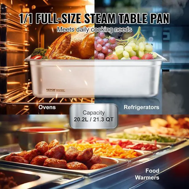 Alt view image 4 of 7 - 6 Pack Hotel Pans, Full Size 0.8mm Thick 6-Inch Deep Commercial Stainless Steel Restaurant Steam Table Pan, Catering Storage Food Pan, for Industrial & Scientific