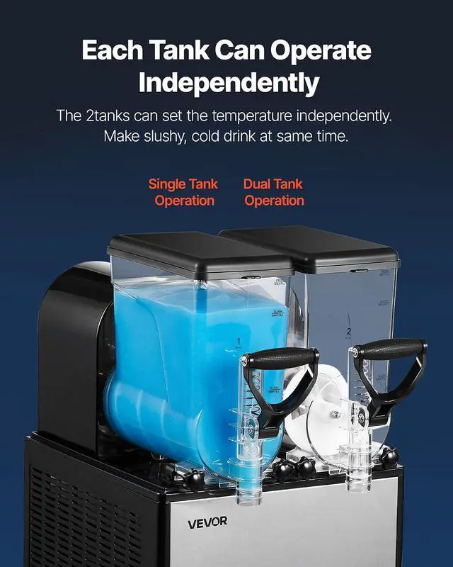Alt view image 5 of 7 - Slushie Machine, 6L/1.6Gal x 2 Tank Commercial Slushy Maker, Frozen Drink Maker with Self-Cleaning, Margarita Machine for Restaurants Bars Party for Slushie, Margaritas, Milkshake & More
