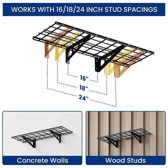 Alt view image 6 of 7 - 1x3 ft Garage Wall Shelving, Heavy Duty Garage Storage Rack 1-Pack, Holds Up to 150 lbs, Ideal for Organizing and Storing Storage Bins, Black, Classic Series