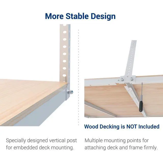 Alt view image 5 of 7 - 4x8 Overhead Garage Storage Rack without Decking,plus 2-Pack Add-On Storage Utility Hook Accessory,600lbs Weight Capacity, White
