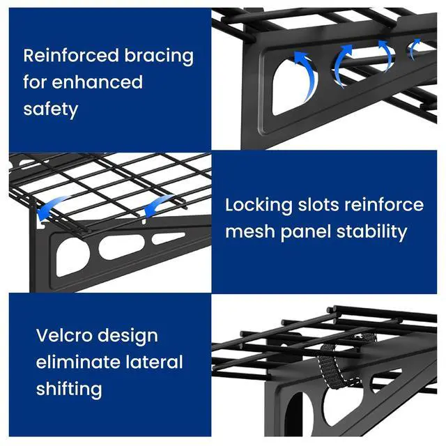 Alt view image 5 of 7 - 1x3ft Garage Shelving Wall-Mounted, 1-Pack Heavy-Duty Wall Shelving, Holds Up to 150 lbs, Garage Storage Rack for Organization & Storage Bins, Black, Classic Series