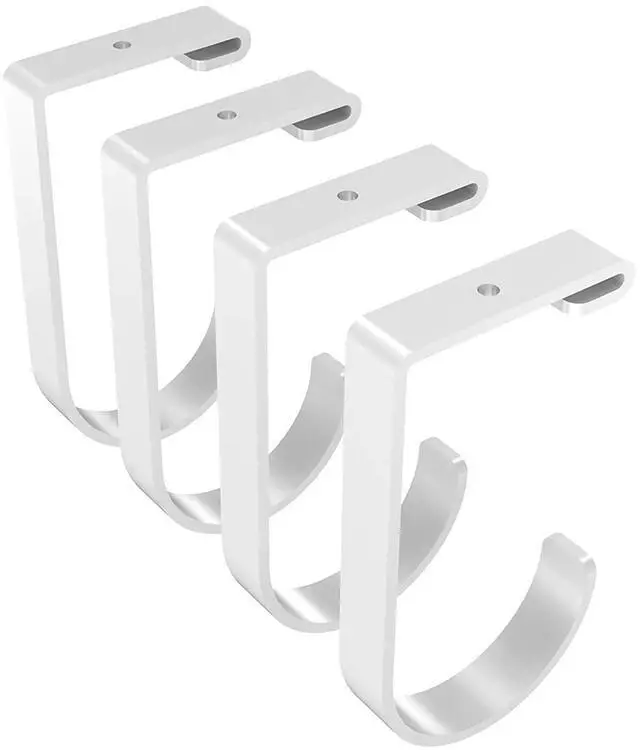 Main image of 4 Pack Add On Storage Flat Hook Accessory for Garage Ceiling Rack and Wall Shelving, Max Weight Capacity up to 50lbs, White