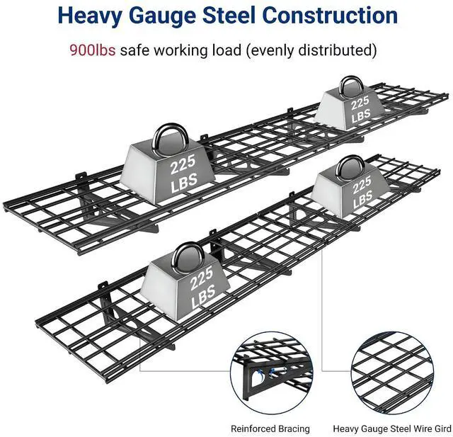 Alt view image 3 of 7 - 12-inch-by-72-inch Wall Shelf Garage Storage Rack Wall Mounted Floating Shelves,1x6ft,Black, 2-Pack, Classic Series
