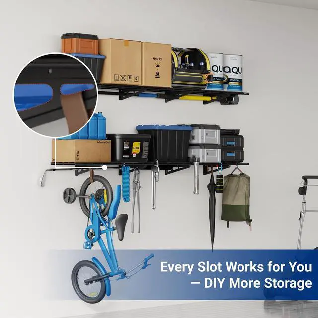 Alt view image 7 of 7 - 12-inch-by-72-inch Wall Shelf Garage Storage Rack Wall Mounted Floating Shelves,1x6ft,Black, 2-Pack, Classic Series