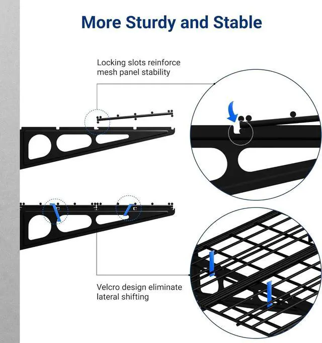 Alt view image 6 of 7 - 4 Pack Garage Shelving, 2 x 3 ft Each Heavy-Duty Garage Storage Shelves, 1400 lbs Load Capacity, 24"x72" Garage Wall Shelving for Garage, Pantry, Workshop, Black, Classic Series