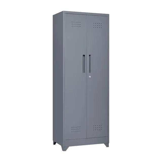 Alt view image 7 of 7 - 65'' Tall Metal Storage Cabinet with Locking Door, Large Cleaning Tool Organizer for Brooms, Garage, Laundry Room, Bathroom, Dark Grey