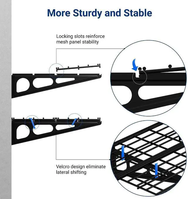 Alt view image 4 of 7 - 4-Pack 2x4ft 24-inch-by-48-inch Wall Shelf Garage Storage Rack Wall Mounted Floating Shelves, Total 1200lbs Capacity, Black, Classic Series