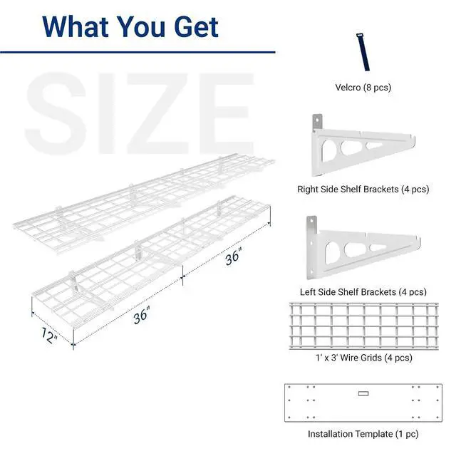 Alt view image 2 of 7 - 12-inch-by-72-inch Wall Shelf Garage Storage Rack Wall Mounted Floating Shelves,1x6ft,White, 2-Pack, Classic Series