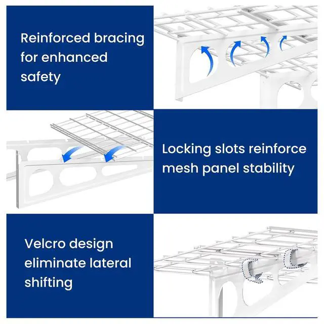 Alt view image 5 of 7 - 2-Pack 2x6ft Garage Shelving with Hooks, 24-inch-by-72-inch Wall Shelf Garage Storage Racks Floating Shelves, White, Classic Series