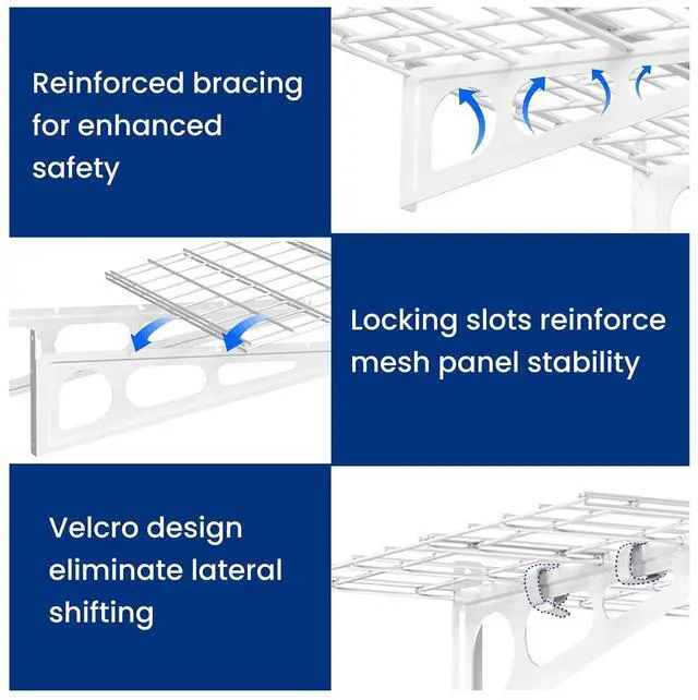 Alt view image 5 of 7 - 2-Pack 2x4ft Garage Shelving with Hooks, 24-inch-by-48-inch Wall Shelf Garage Storage Racks Floating Shelves, White, Classic Series