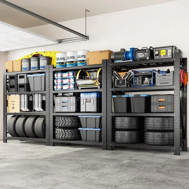 Main image of 10000LBS 3 Pack Garage Shelving, 4-Tier Heavy Duty Shelving Unit, 23.6" D x 49.6" W x 71" H, Industrial Shelving, Adjustable Storage Shelves for Garage, Basement, Warehouse, Workshop