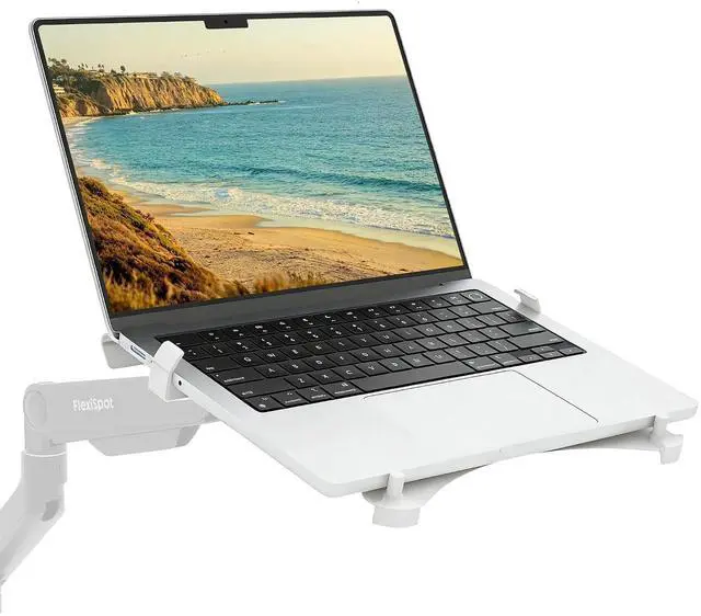 Main image of Laptop Tray for Monitor Arm, VESA Mount 75x75&100x100mm, Fits Laptops up to 17.3in, Notebook Tray with Lockable Clips for Home Office- Tray Only, White