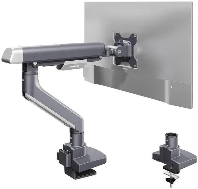 Main image of Single Monitor Arm, Premium Aluminum Monitor Desk Mount Fits Screen up to 39 Inches, Fully Adjustable Monitor Stand with C-Clamp & Grommet Base, Holds 6.61 to 26.46 lbs, Gun Gray