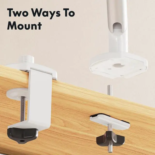 Alt view image 6 of 7 - Single Monitor Arm, Premium Aluminum Monitor Desk Mount Fits Screen up to 35 Inches 19.84 lbs, Fully Adjustable Monitor Stand with C-Clamp & Grommet Base for Home Office, White