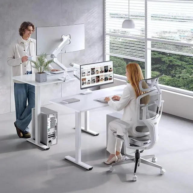 Alt view image 3 of 7 - Single Monitor Arm, Premium Aluminum Monitor Desk Mount Fits Screen up to 39 Inches, Fully Adjustable Monitor Stand with C-Clamp & Grommet Base, Holds 6.61 to 26.46 lbs, White