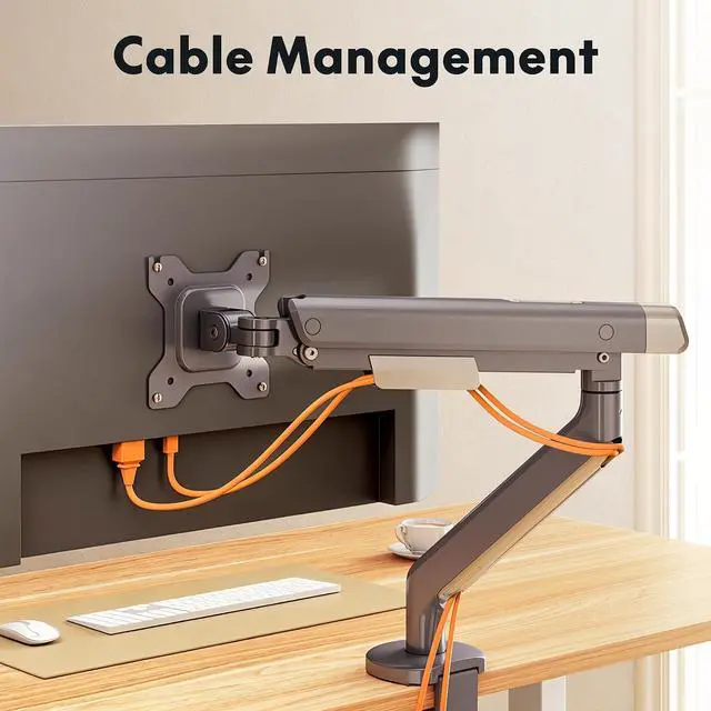 Alt view image 5 of 7 - Single Monitor Arm, Premium Aluminum Monitor Desk Mount Fits Screen up to 35 Inches 19.84 lbs, Fully Adjustable Monitor Stand with C-Clamp & Grommet Base for Home Office, Gun Gray