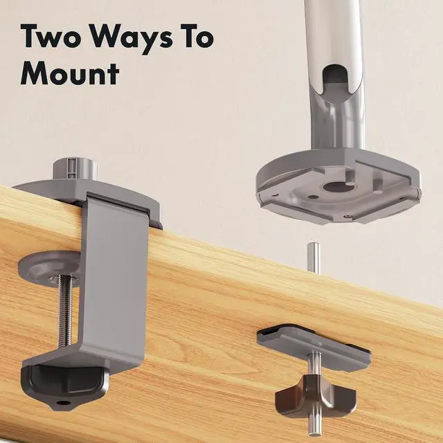Alt view image 6 of 7 - Single Monitor Arm, Premium Aluminum Monitor Desk Mount Fits Screen up to 35 Inches 19.84 lbs, Fully Adjustable Monitor Stand with C-Clamp & Grommet Base for Home Office, Gun Gray