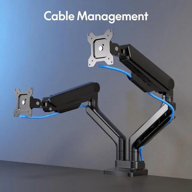 Alt view image 5 of 7 - Monitor Stand, Heavy Duty Dual Monitor Arm for Ultrawide Screen up to 39" and 44 Lbs, Adjustable Gas Spring Arm with C Clamp & Grommet Base for Gaming Office, 75/100 VESA Mount, Black