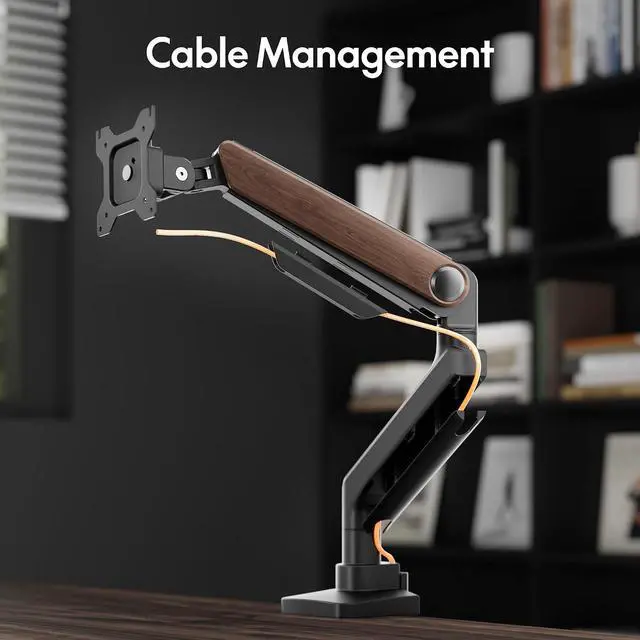 Alt view image 5 of 7 - Ultrawide Monitor Arm, Monitor Stand for 17 to 49 inch Screens Holds up to 44 Lbs, Adjustable Gas Spring Arm with C Clamp & Grommet Base for Gaming Office, 75/100 VESA Mount, Wood Grain