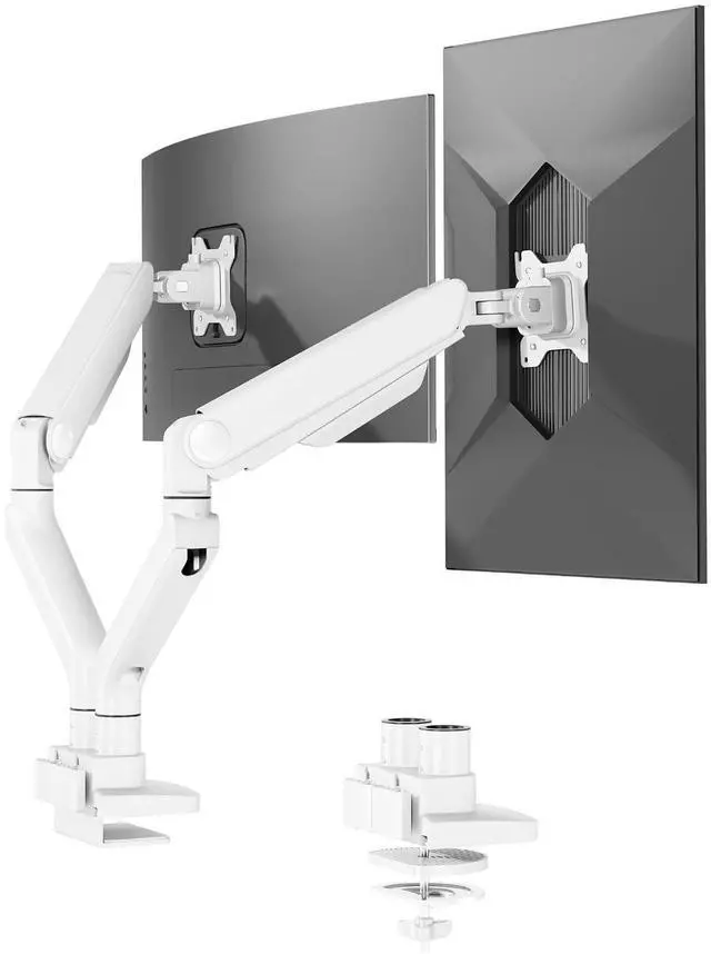 Main image of Monitor Stand, Heavy Duty Dual Monitor Arm for Ultrawide Screen up to 39" and 44 Lbs, Adjustable Gas Spring Arm with C Clamp & Grommet Base for Gaming Office, 75/100 VESA Mount, White