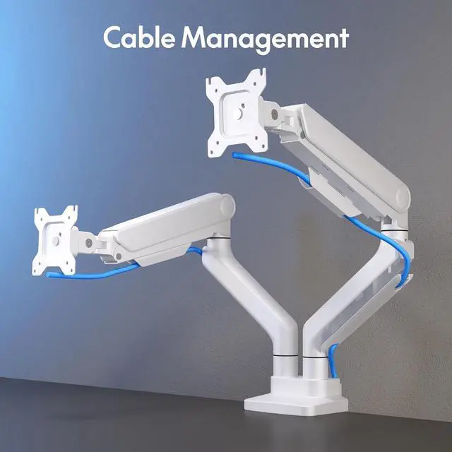 Alt view image 5 of 7 - Monitor Stand, Heavy Duty Dual Monitor Arm for Ultrawide Screen up to 39" and 44 Lbs, Adjustable Gas Spring Arm with C Clamp & Grommet Base for Gaming Office, 75/100 VESA Mount, White