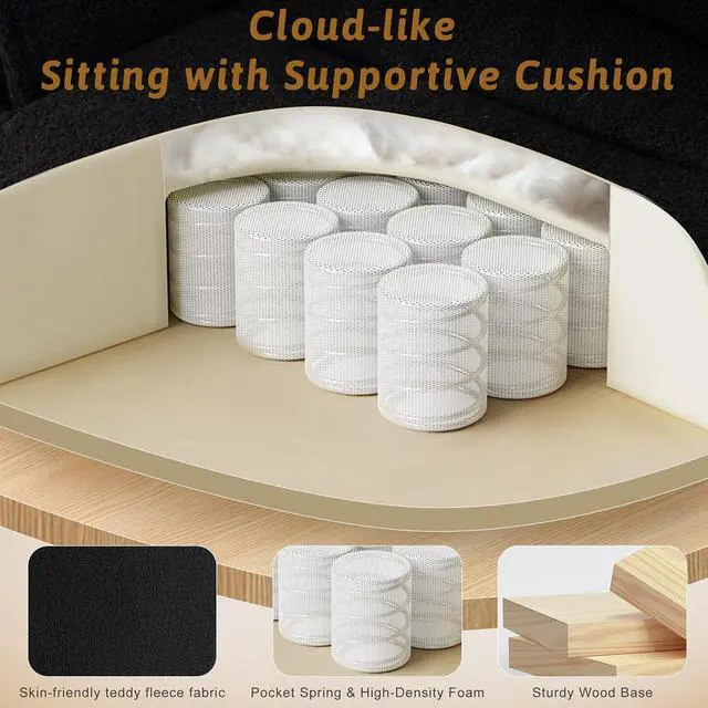 Alt view image 5 of 7 - Wider Seat Office Chair with Flip Armrests for Criss Cross Legged&Cats, Big and Tall Executive Ergonomic Reclining Chair with Footrest&Lumbar Pillow, Teddy Fleece Desk Chair, Black Vanity Chair