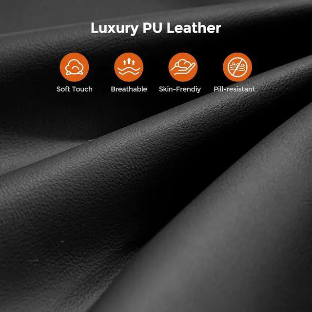 Alt view image 7 of 7 - Big and Tall Office Chair, PU Leather Swivel Desk Chair Ergonomic Computer Chairs with Adjustable Armrests, Black