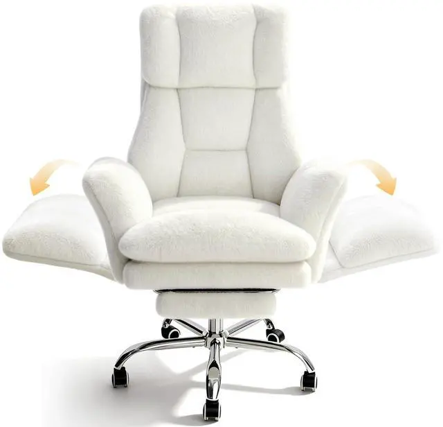 Main image of Big and Tall Office Chair, Cloud Plush Swivel Desk Chair with 6-Level Adjustable Armrests, Home Ergonomic Executive Office Chair for Work, Gaming, Beige