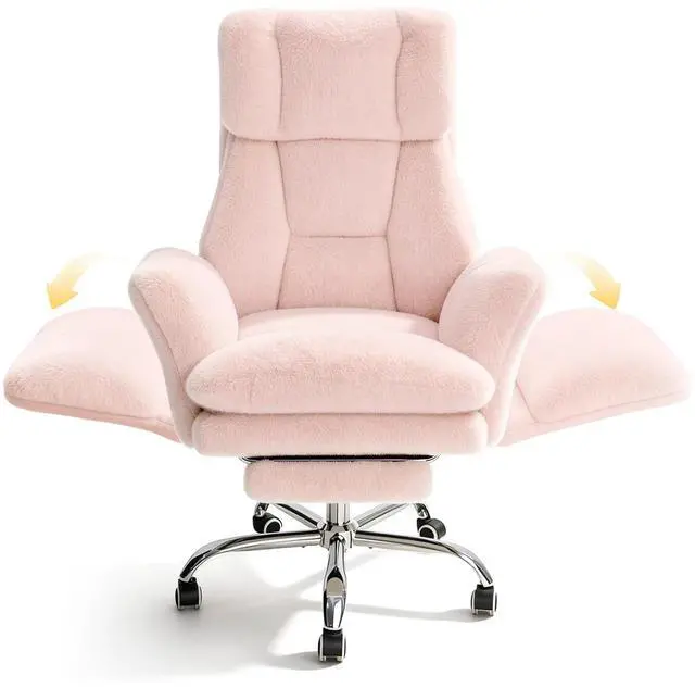 Main image of Big and Tall Office Chair, Cloud Plush Swivel Desk Chair with 6-Level Adjustable Armrests, Home Ergonomic Executive Office Chair for Work, Gaming, Pink