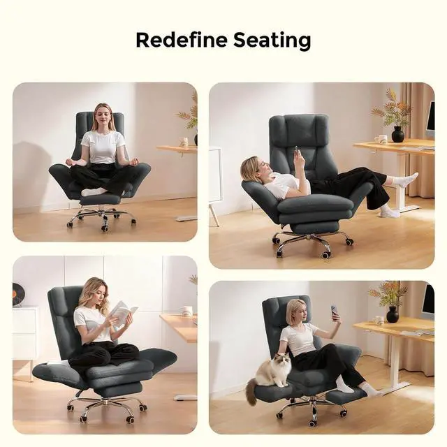 Alt view image 5 of 7 - Big and Tall Office Chair, Cloud Plush Swivel Desk Chair with 6-Level Adjustable Armrests, Home Ergonomic Executive Office Chair for Work, Gaming, Gray