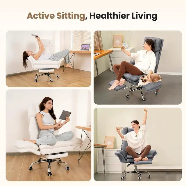 Alt view image 4 of 7 - Big and Tall Office Chair, Flip Armrests for Pets & Cross Legged Sitting, Executive Ergonomic Computer Gaming Chair with Foot Rest, Premium Tech Fabric Wide Seat Reclining Desk Chair