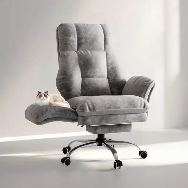 Main image of Big and Tall Office Chair, Flip Armrests for Pets & Cross Legged Sitting, Executive Ergonomic Computer Gaming Chair with Foot Rest, Premium Tech Fabric Wide Seat Reclining Desk Chair