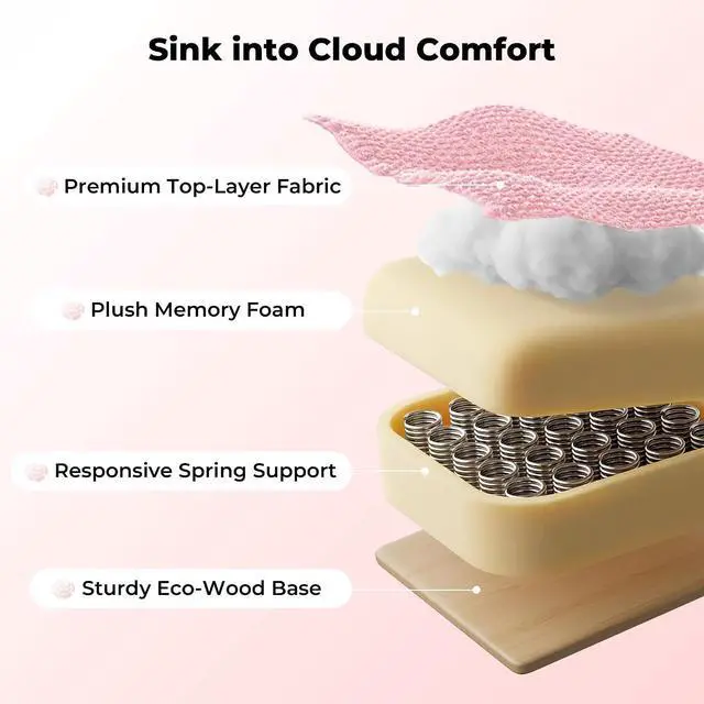 Alt view image 7 of 7 - Big and Tall Office Chair, Flip Armrests for Pets & Cross Legged Sitting, Executive Ergonomic Computer Gaming Chair with Foot Rest, Rose Velvet Pink Wide Seat Reclining Desk Chair