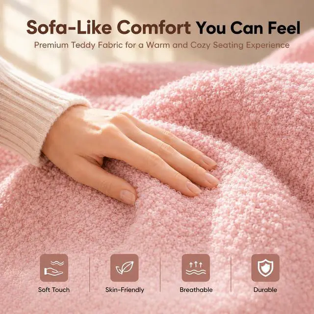Alt view image 5 of 7 - Big and Tall Office Chair, Flip Armrests for Pets & Cross Legged Sitting, Executive Ergonomic Computer Gaming Chair with Foot Rest, Teddy Fleece Wide Seat Reclining Desk Chair, Pink