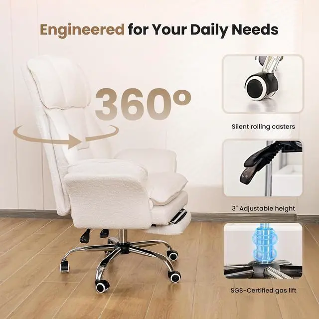 Alt view image 7 of 7 - Big and Tall Office Chair, Flip Armrests for Pets & Cross Legged Sitting, Executive Ergonomic Computer Gaming Chair with Foot Rest, Premium Tech Fabric Wide Seat Reclining Desk Chair