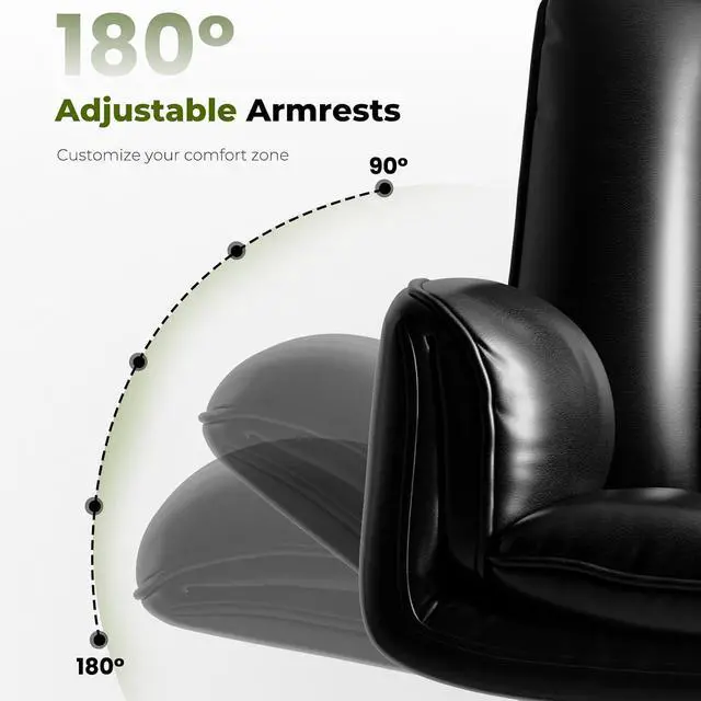 Alt view image 4 of 7 - Criss Cross Office Chair with Armrests & Wheels, Comfy Big and Tall Chair, Ergonomic Executive Gaming Computer Chairs with Foot Rest, PU Leather Wide Seat Reclining Desk Chair, Black